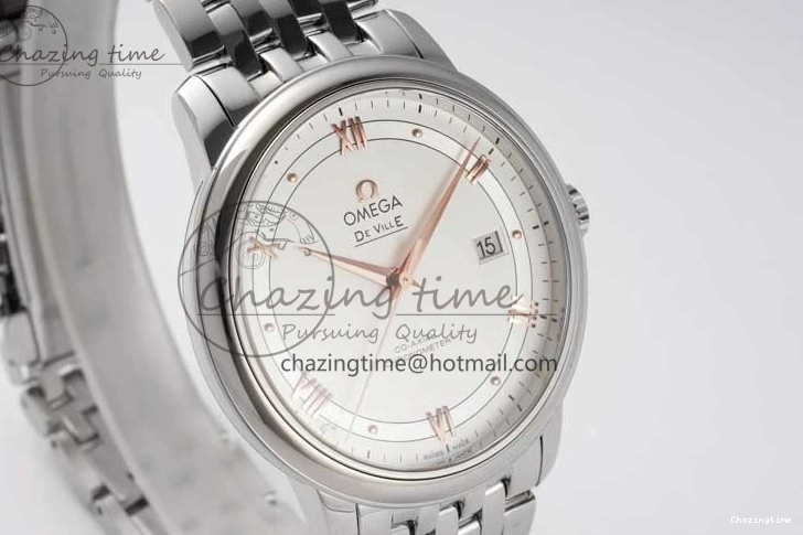 0503 Casual De Ville SS DIWF 1:1 Best Edition White Dial RG Markers on SS Bracelet MIYOTA 7847